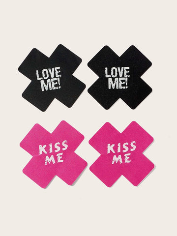 8pairs Letter Graphic Nipple Cover