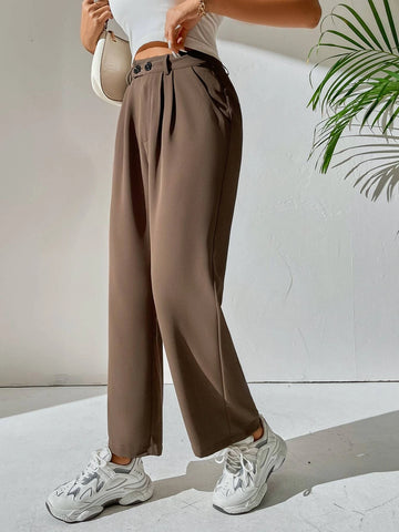 High Waist Pocket Detail Pants