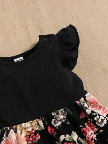 Baby Floral Print Butterfly Sleeve Dress