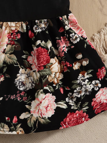 Baby Floral Print Butterfly Sleeve Dress