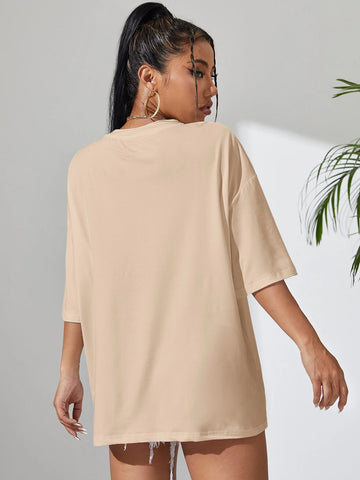 Letter Graphic Drop Shoulder Oversized Tee