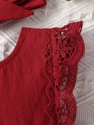 Guipure Lace Panel Combo Bodysuit Dress & Headband