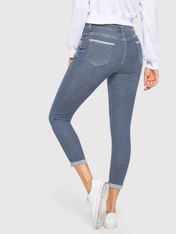 Bleach Wash High Stretch Skinny Jeans