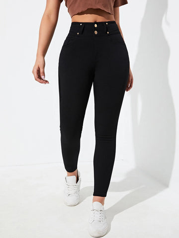 High Waist Zipper Fly Skinny Jeans