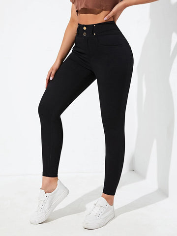 High Waist Zipper Fly Skinny Jeans