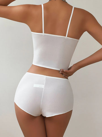 Appliques Notched Neckline Lingerie Set