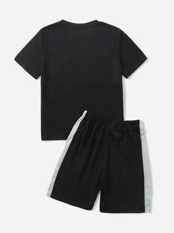 Boys Letter Graphic Colorblock Tee & Shorts