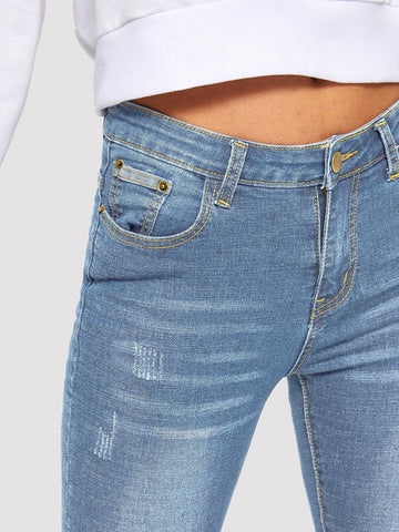 Bleach Wash High Stretch Skinny Jeans