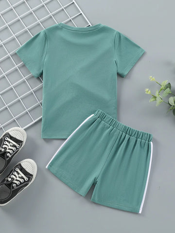 Toddler Boys Color Block Letter Graphic Tee & Shorts