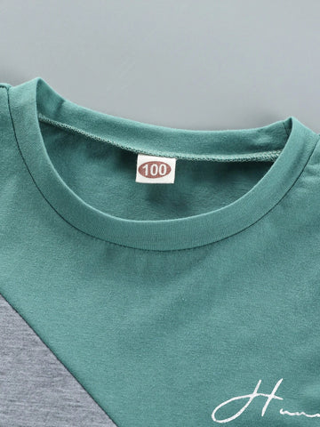 Toddler Boys Color Block Letter Graphic Tee & Shorts