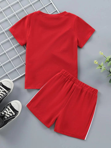Toddler Boys Color Block Letter Graphic Tee & Shorts