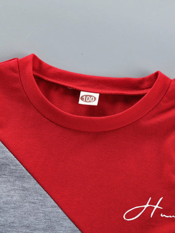 Toddler Boys Color Block Letter Graphic Tee & Shorts