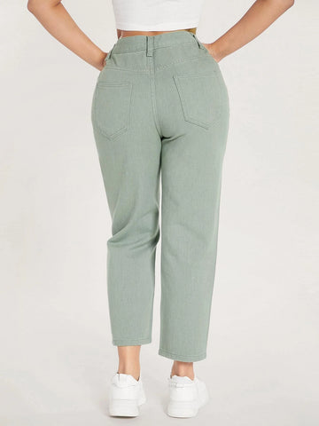 PETITE High Waist Mom Cropped Jeans