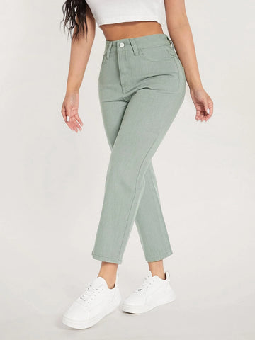 PETITE High Waist Mom Cropped Jeans