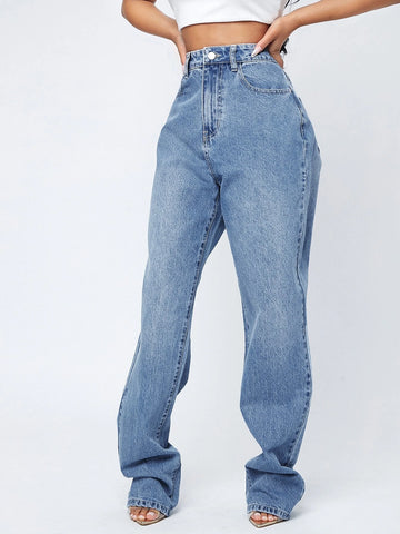 High Waist Straight Leg Jeans