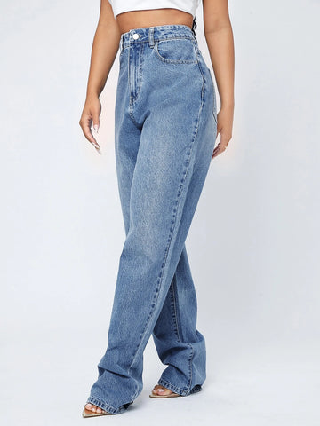 High Waist Straight Leg Jeans