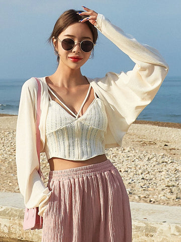 DAZY 1pc Raglan Sleeve Bolero Top