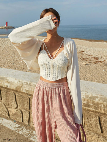 DAZY 1pc Raglan Sleeve Bolero Top