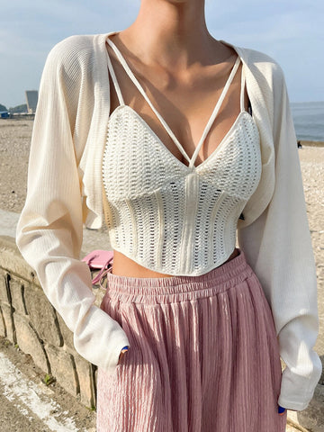 DAZY 1pc Raglan Sleeve Bolero Top