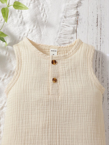Baby Quarter Button Sleeveless Romper
