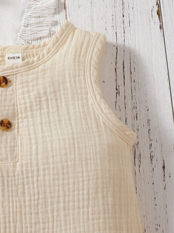 Baby Quarter Button Sleeveless Romper