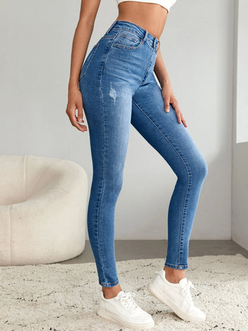 Tall High Waist Cat Scratch Skinny Jeans