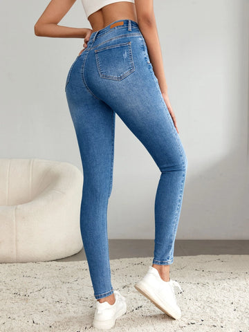 Tall High Waist Cat Scratch Skinny Jeans