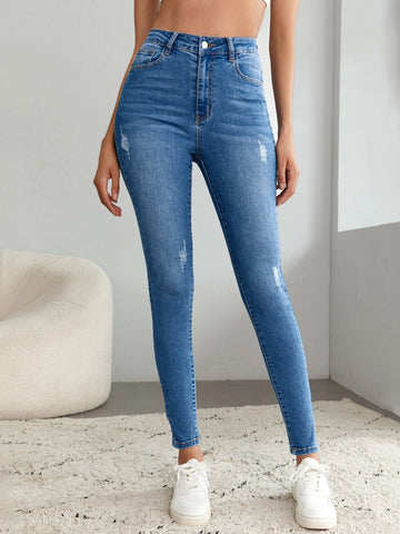 Tall High Waist Cat Scratch Skinny Jeans