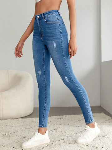 Tall High Waist Cat Scratch Skinny Jeans
