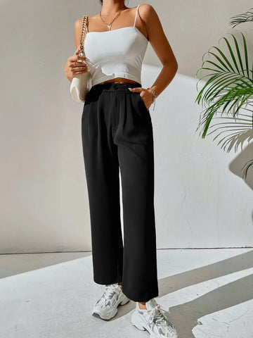 High Waist Pocket Detail Pants