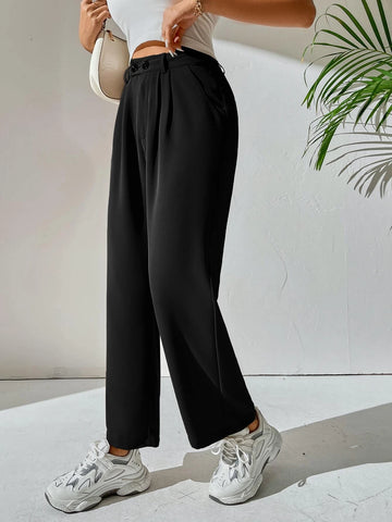 High Waist Pocket Detail Pants
