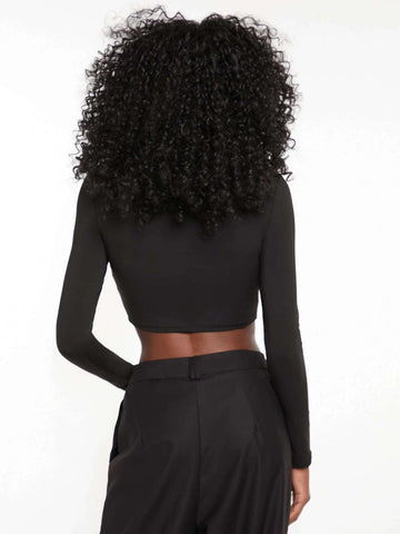 evolu Form-Fitting Mock Neck Crop Top