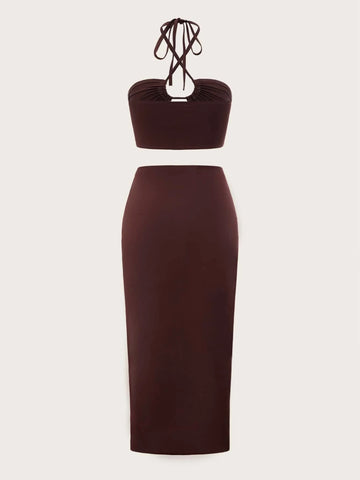 ICON Tie Back Halter Top & Twist Front Skirt