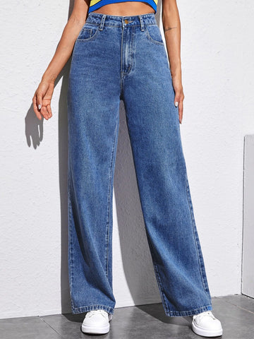 Solid Baggy Jeans