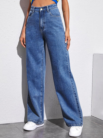 Solid Baggy Jeans