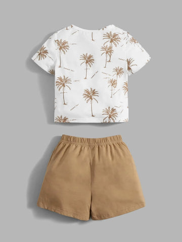 Baby Tropical & Letter Graphic Tee & Shorts