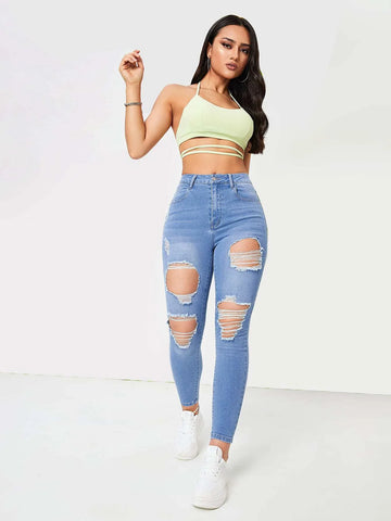Ripped Cut Out Skinny Jeans