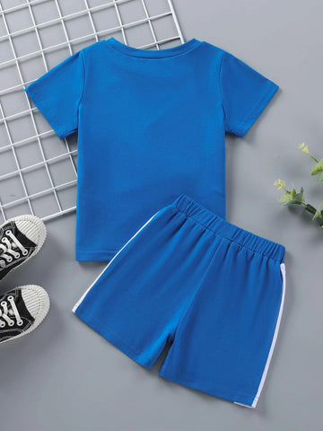Toddler Boys Color Block Letter Graphic Tee & Shorts
