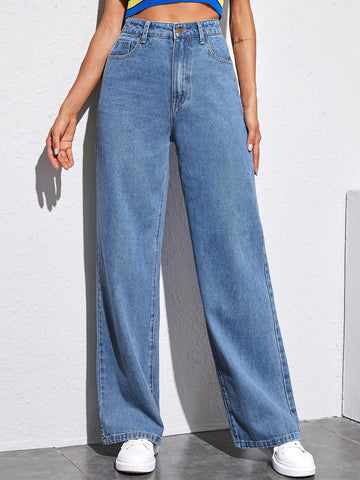 Solid Baggy Jeans