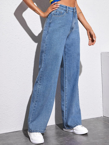 Solid Baggy Jeans
