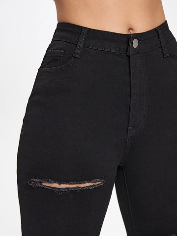 Slant Pocket Ripped Skinny Jeans