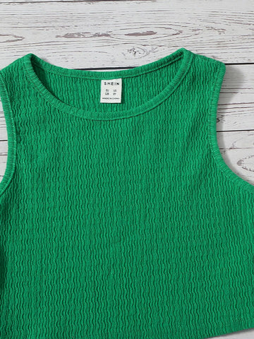 Girls Solid Tank Top & Skirt