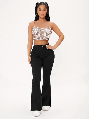 PETITE Split Hem Flare Leg Jeans