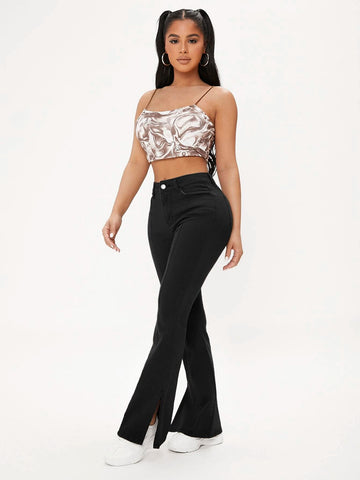 PETITE Split Hem Flare Leg Jeans