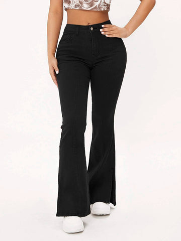 PETITE Split Hem Flare Leg Jeans