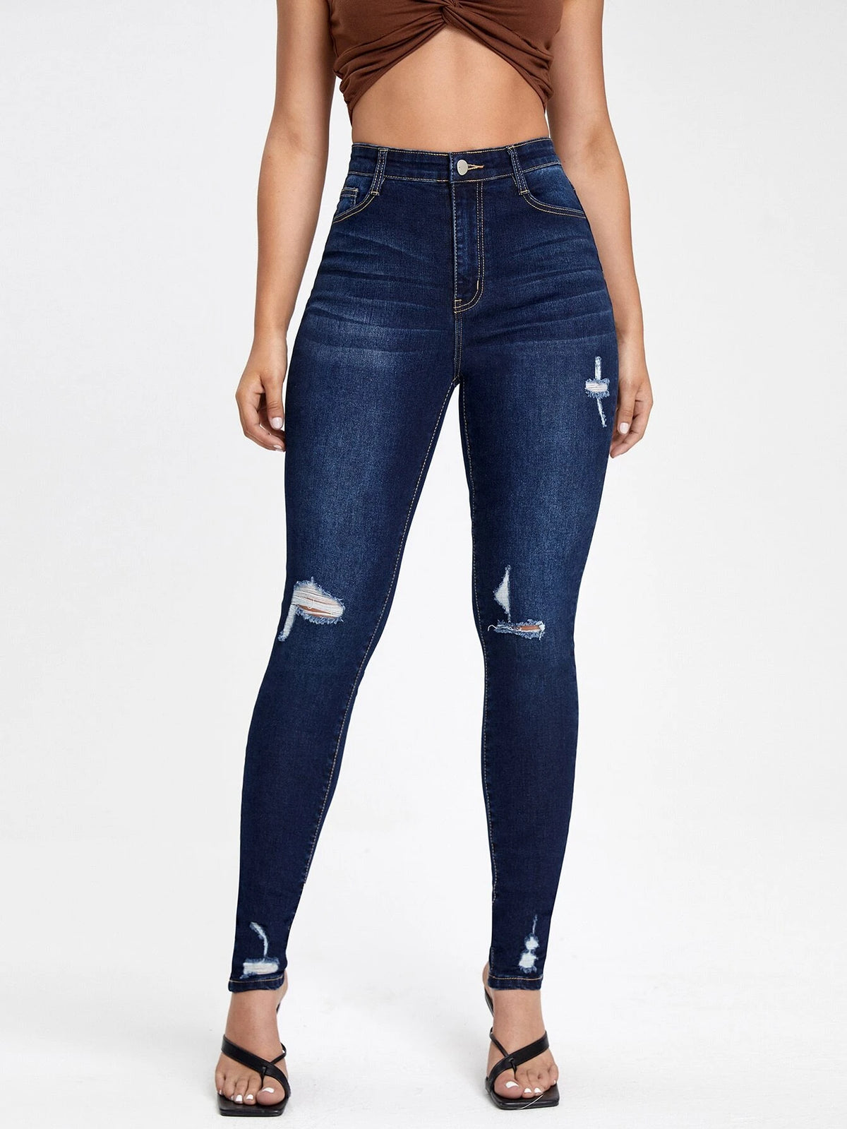 High Waist Ripped Skinny Jeans