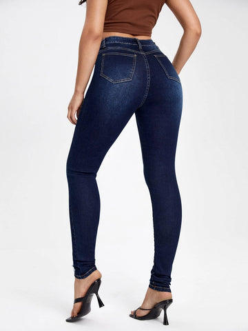 High Waist Ripped Skinny Jeans