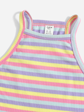 Teen Girls Block Striped Halter Top