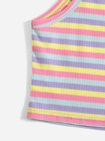 Teen Girls Block Striped Halter Top