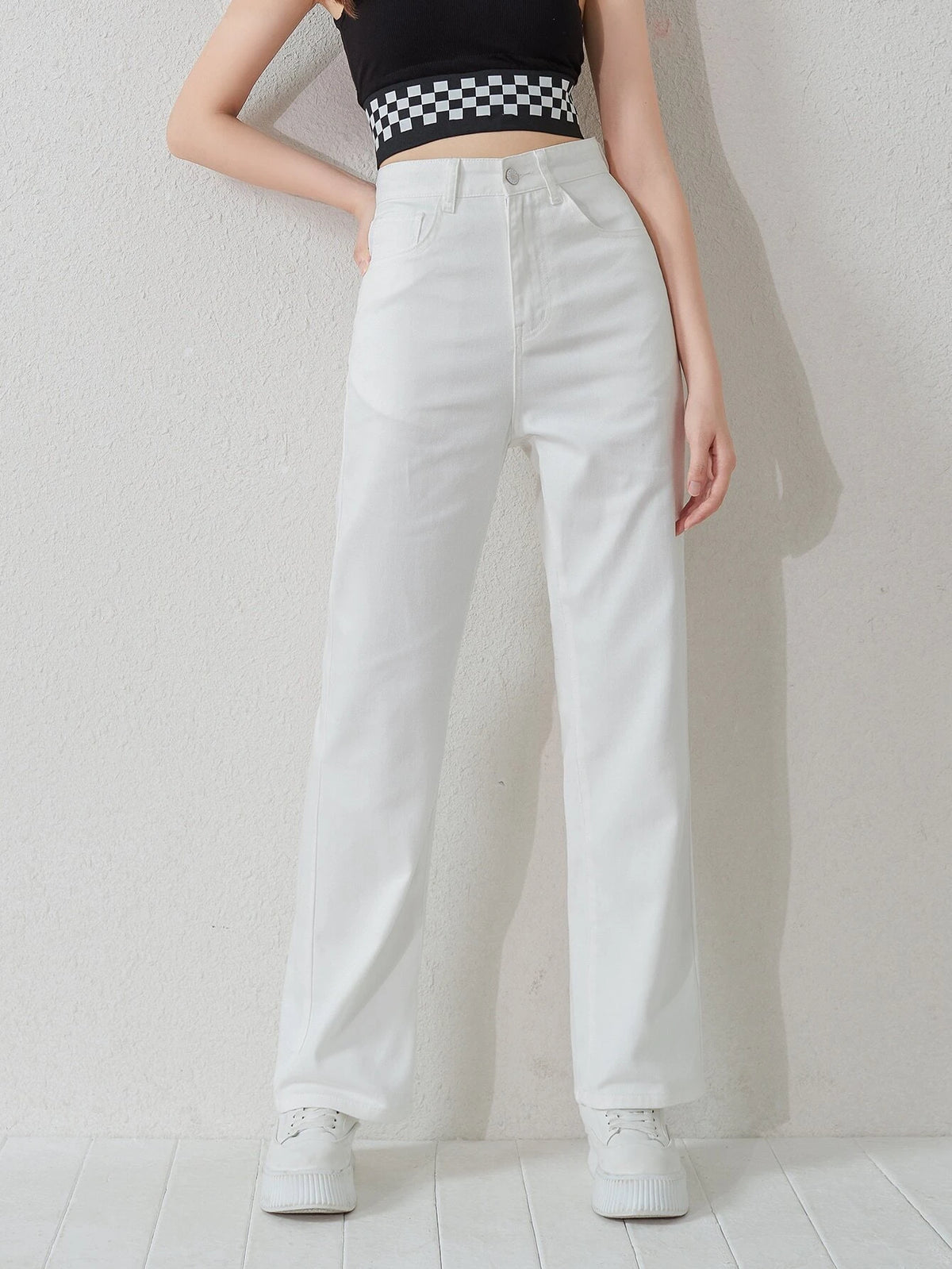 High Waist Straight Leg Jeans